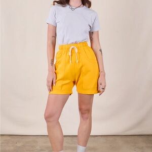 Big Bud Press Yellow Athletic Shorts with Elastic Waist